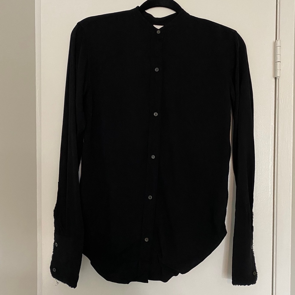 Helmut Lang Black Button Down Open Back Blouse Xs - image 1